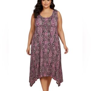 Cynthia Rowley Classic Asymmetrical Shark Bite Hem Shift Maxi Dress 3X Pink